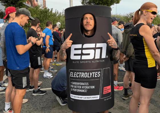 Tegs wearing ESN suit