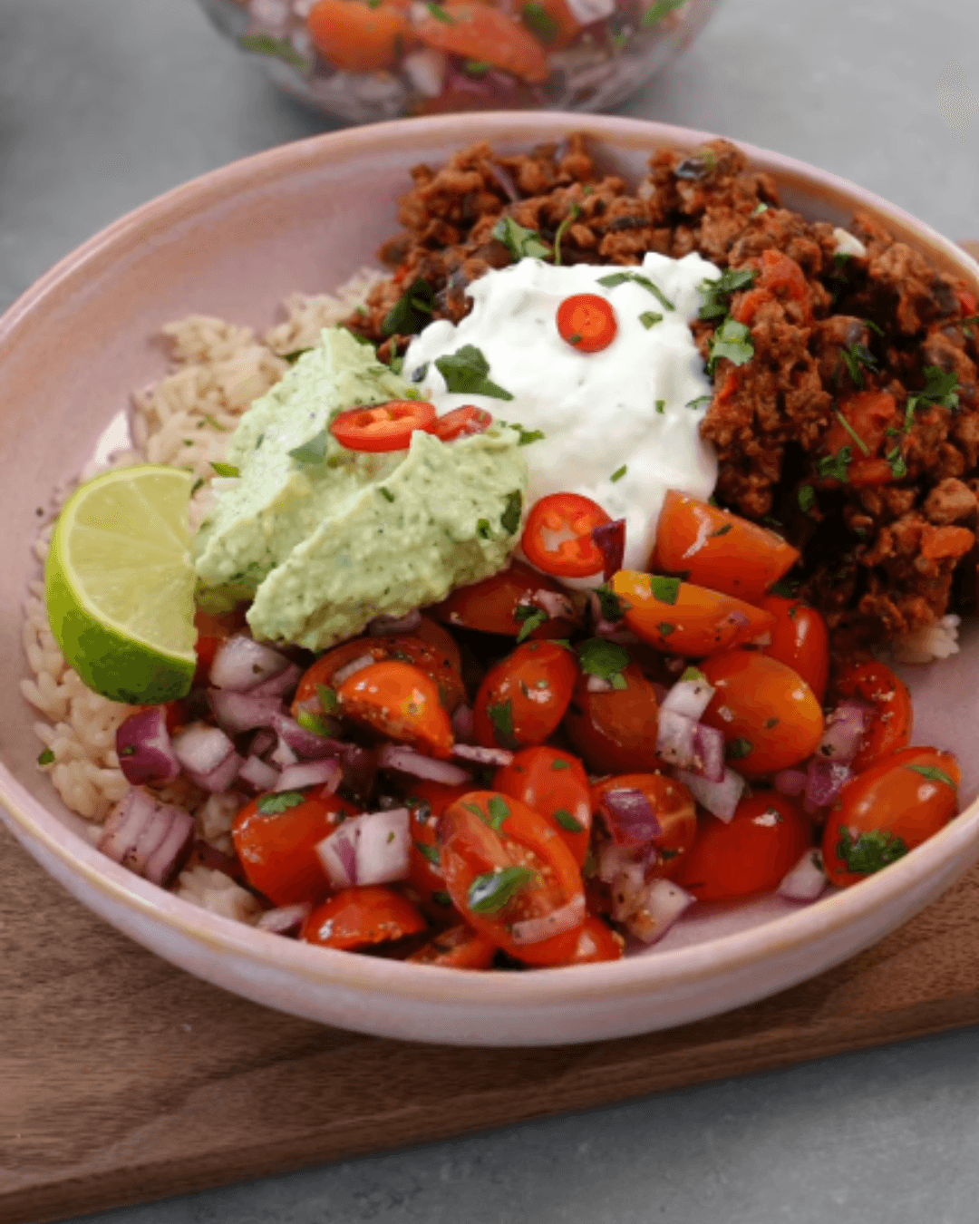 Lois Venables with a meal made using Quorn Chilled Mince